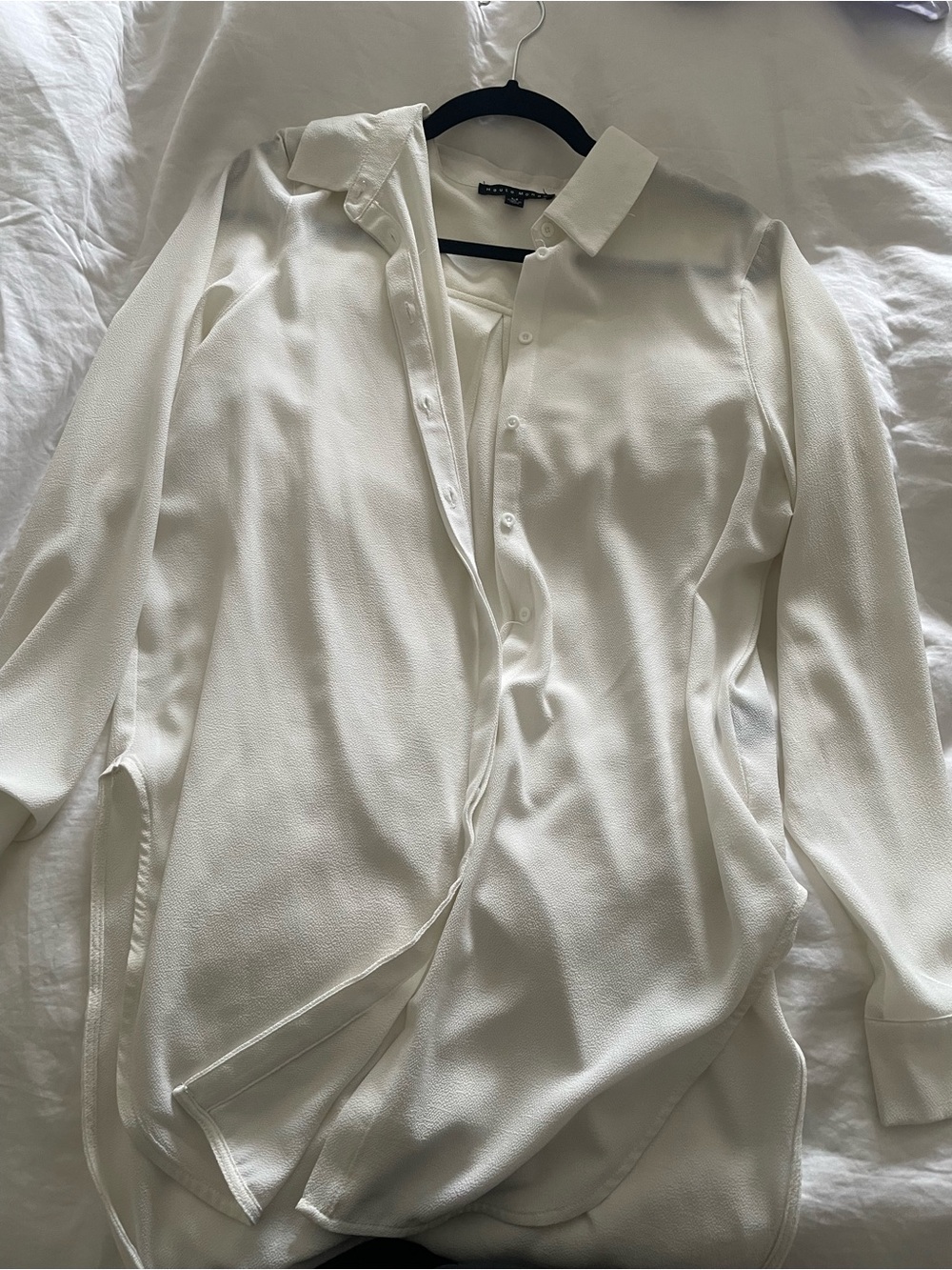 Haute Monde White Long-Sleeve Button-Down Shirt
